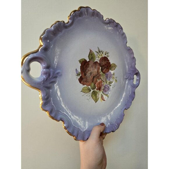 3 For 55 👍🫶 Vintage Ornate Gold Leaf Rimmed Porcelain Platter | 1950s - Picture 5 of 10